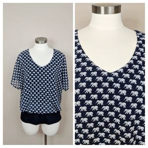 CAbi Elephant print Blouse - size M